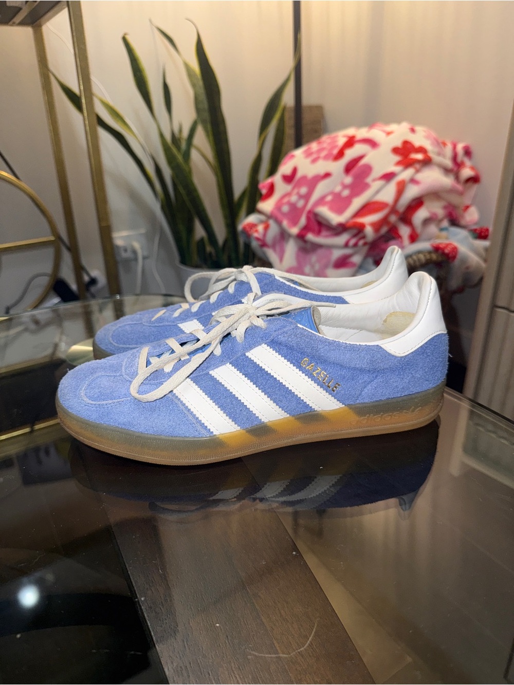 adidas Gazelle Sneakers in Light Blue and White